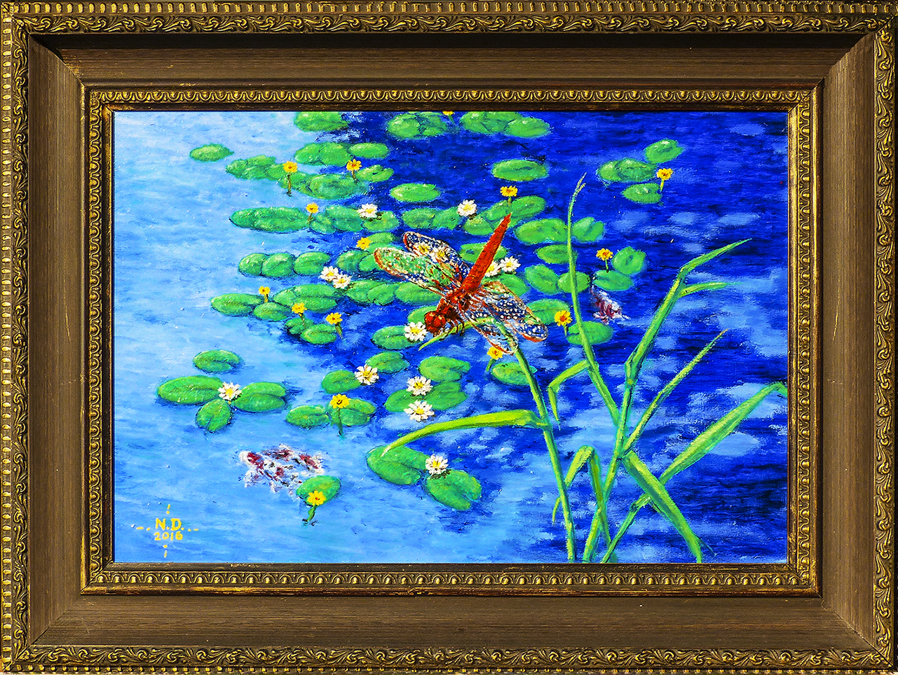 Libelle & Koi 2016 - 26x39 cm oil on canvas 